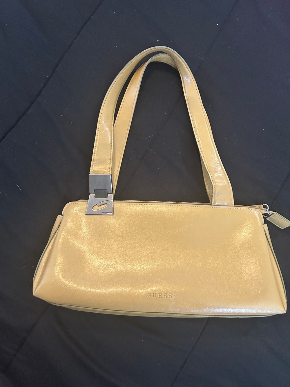 Y2K GUESS Shiny Gold Shoulder Bag with Double Straps
